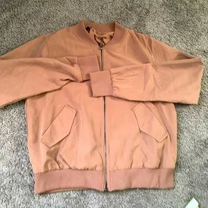 Tan suede bomber jacket